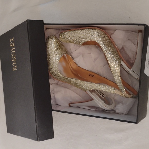Badgley Mischka Kiss-Kiss Gold/Silver Heels Size 7.5 - Picture 11 of 11